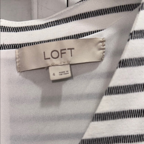 LOFT Black and White Striped Mini Dress - Picture 2 of 4